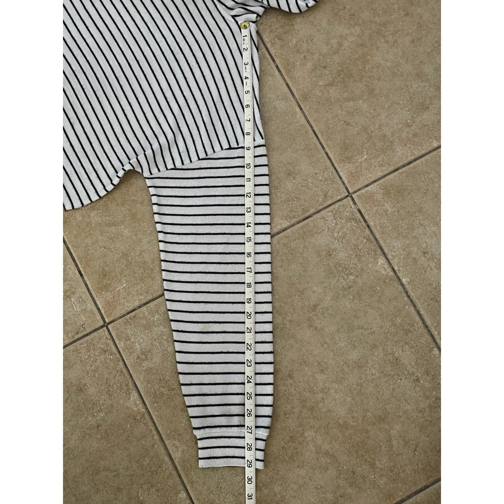 Californian Stitch Black & White Striped Cropped Hoodie Size M - Picture 5 of 7